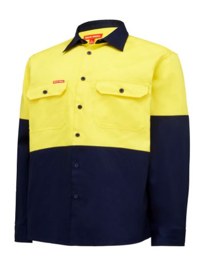 Picture of Hard Yakka HIVIS L/SLV H/WEIGHT 2 TONE COTTON DRILL SHIRT